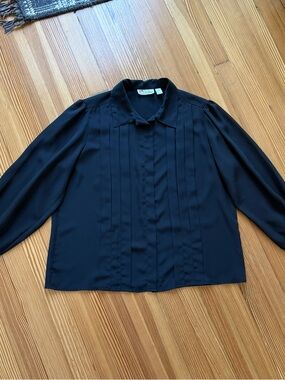 Black Pleated Front Blouse